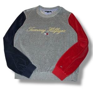 Tommy Hilfiger Tri Color Women’s Velour Color blocking Sweatshirt XXS Pullover